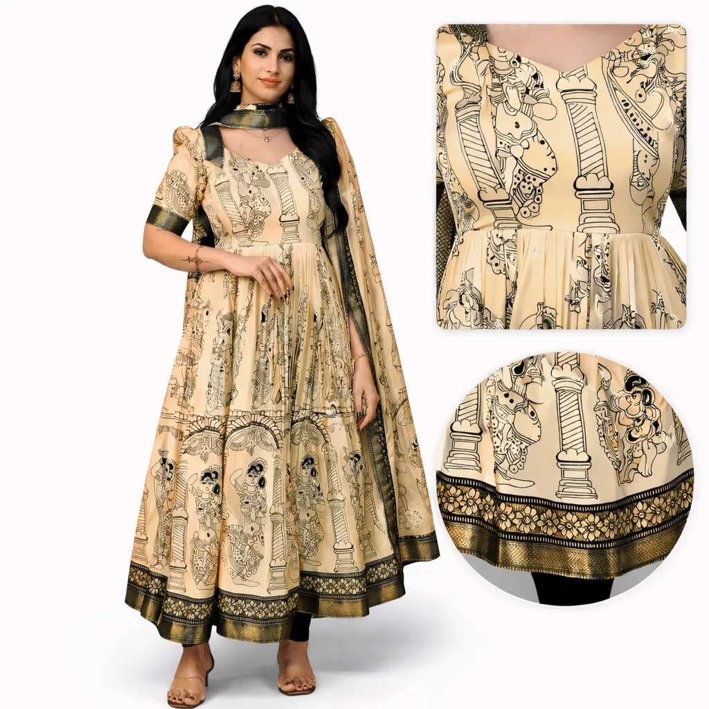 Designer Sandelwood yellow Kurti top Boutique collection Front hand stitched work 
